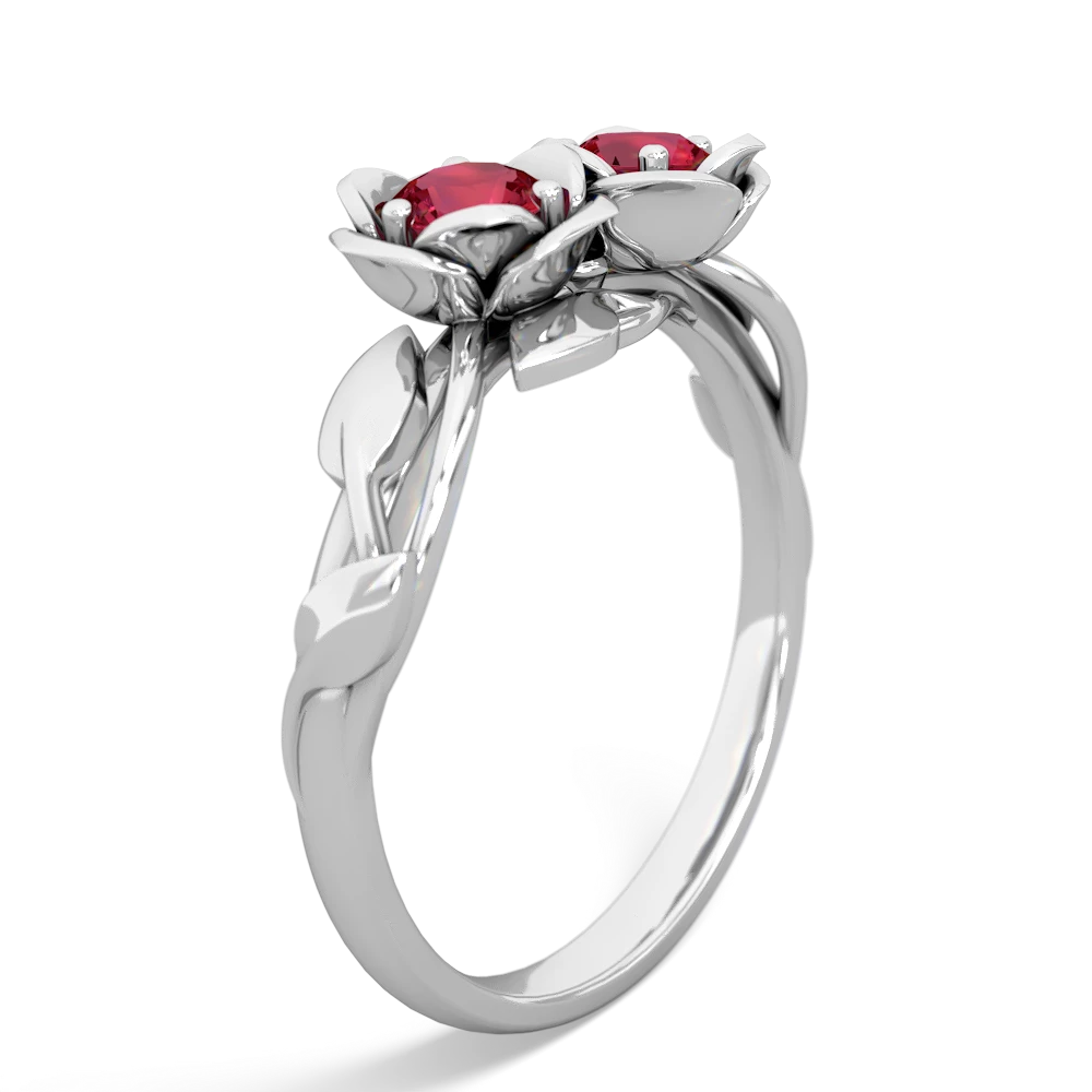 Lab Ruby Rose Garden 14K White Gold ring R5510