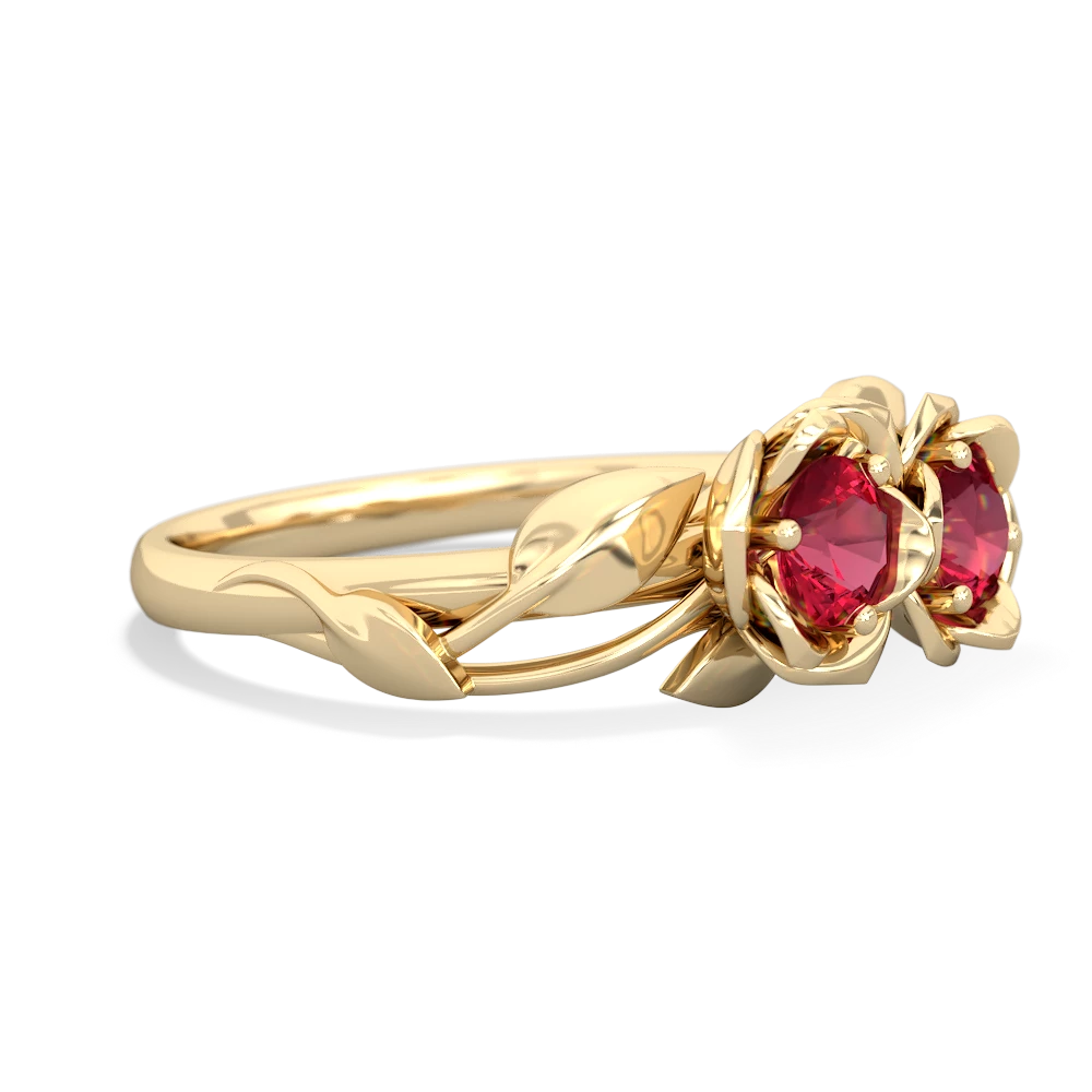 Lab Ruby Rose Garden 14K Yellow Gold ring R5510