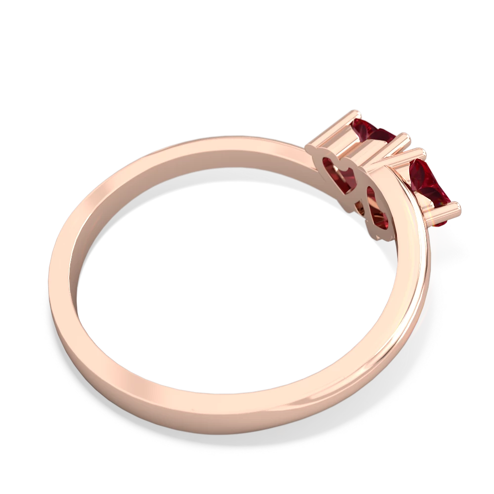 Lab Ruby Sweethearts 14K Rose Gold ring R5260