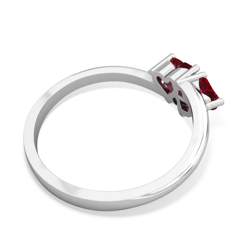 Lab Ruby Sweethearts 14K White Gold ring R5260