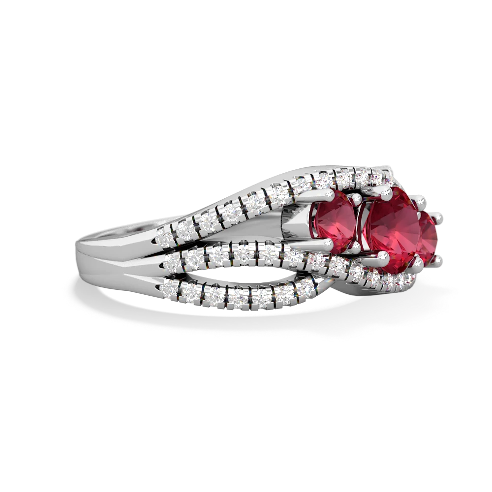 Pink Tourmaline Three Stone Aurora 14K White Gold ring R3080