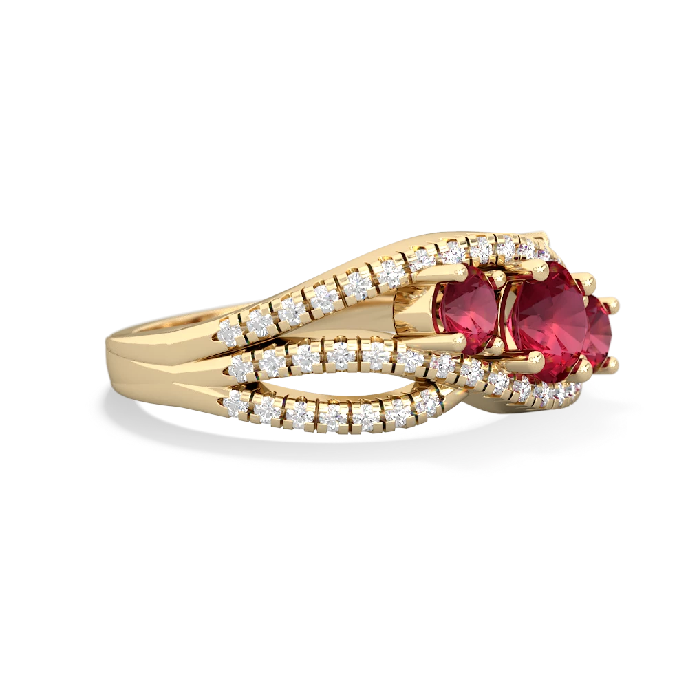 Pink Tourmaline Three Stone Aurora 14K Yellow Gold ring R3080