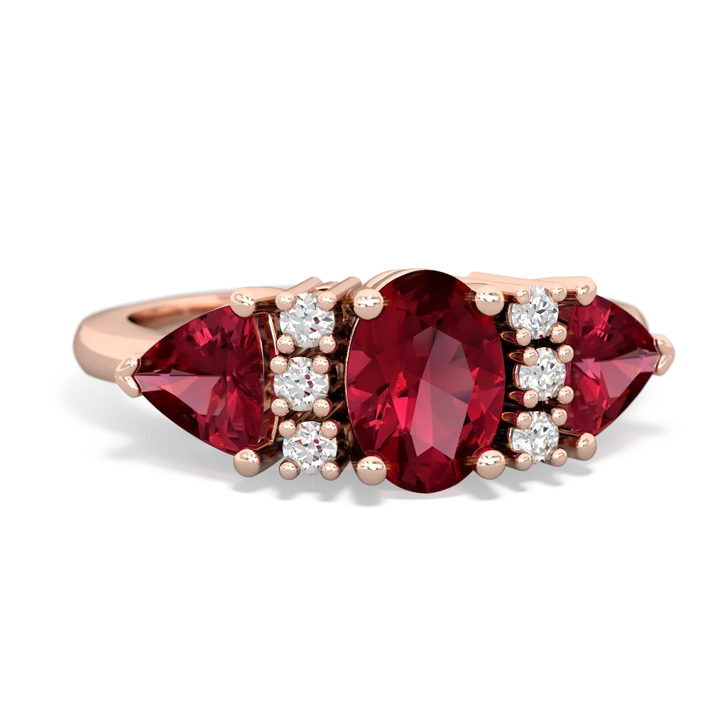 Ruby Antique Style Three Stone 14K Rose Gold ring R2186