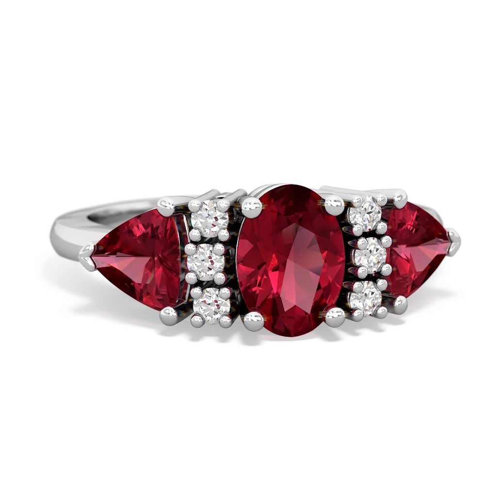 Pink Tourmaline Antique Style Three Stone 14K White Gold ring R2186