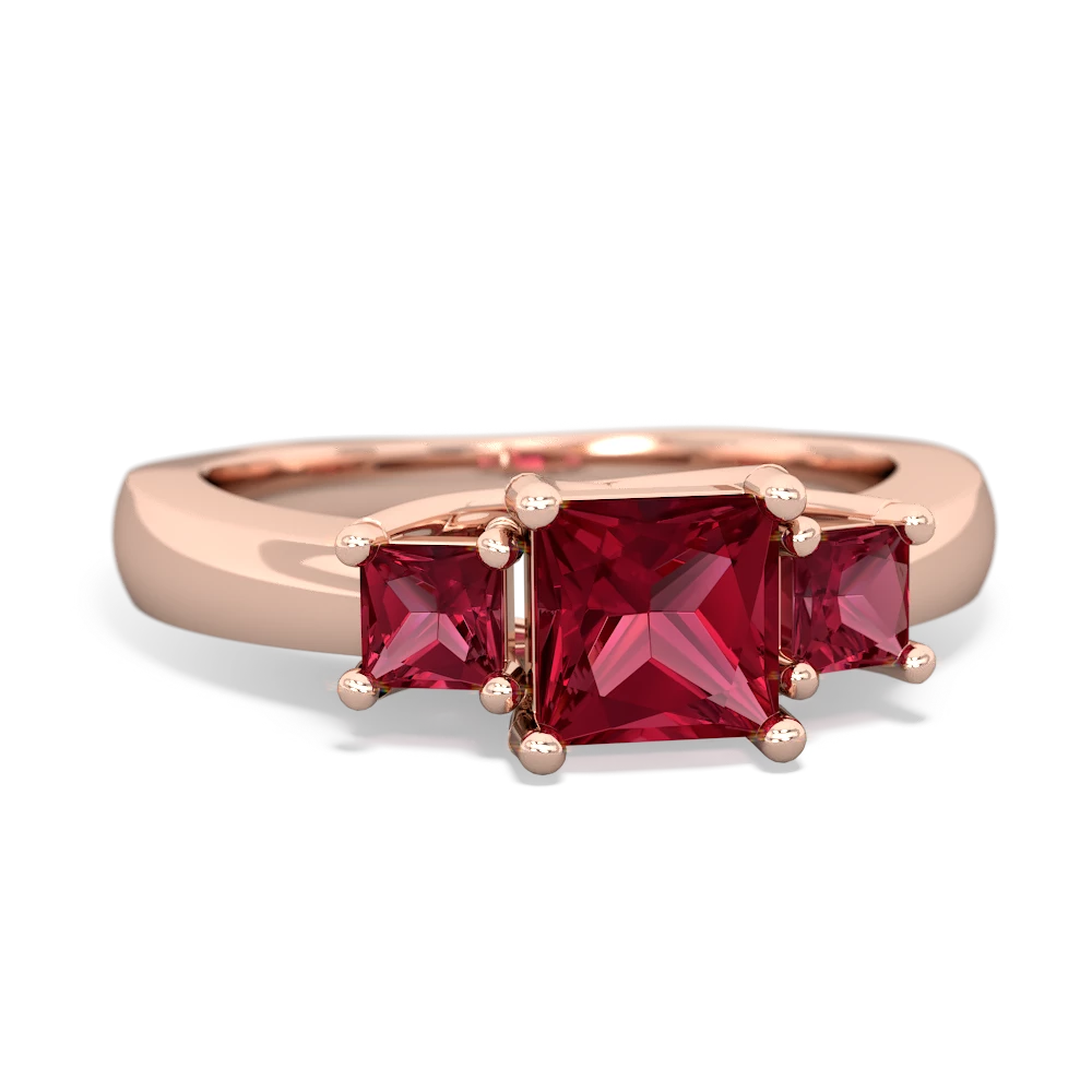 Pink Tourmaline Three Stone Trellis 14K Rose Gold ring R4015