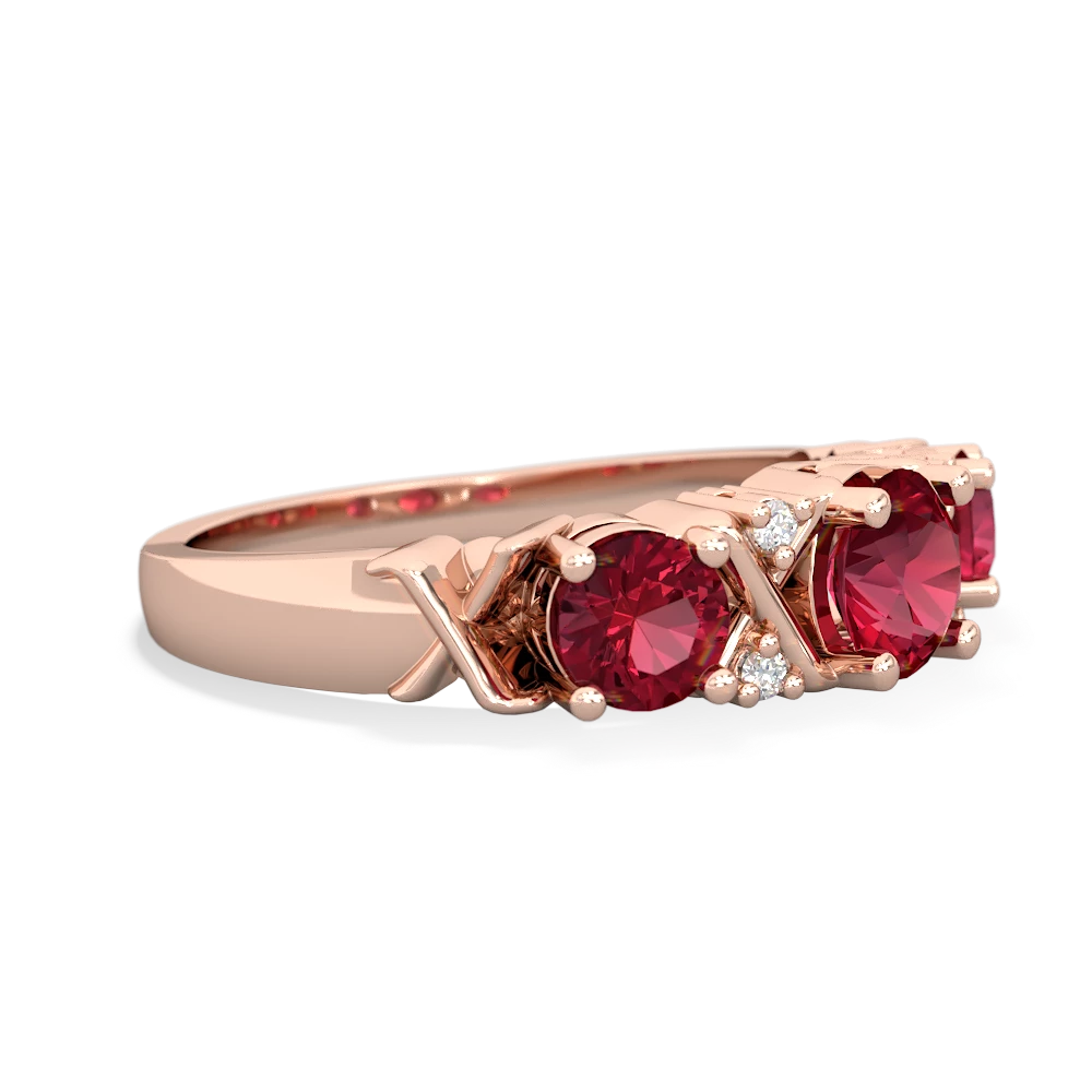 Lab Pink Sapphire Hugs And Kisses 14K Rose Gold ring R5016