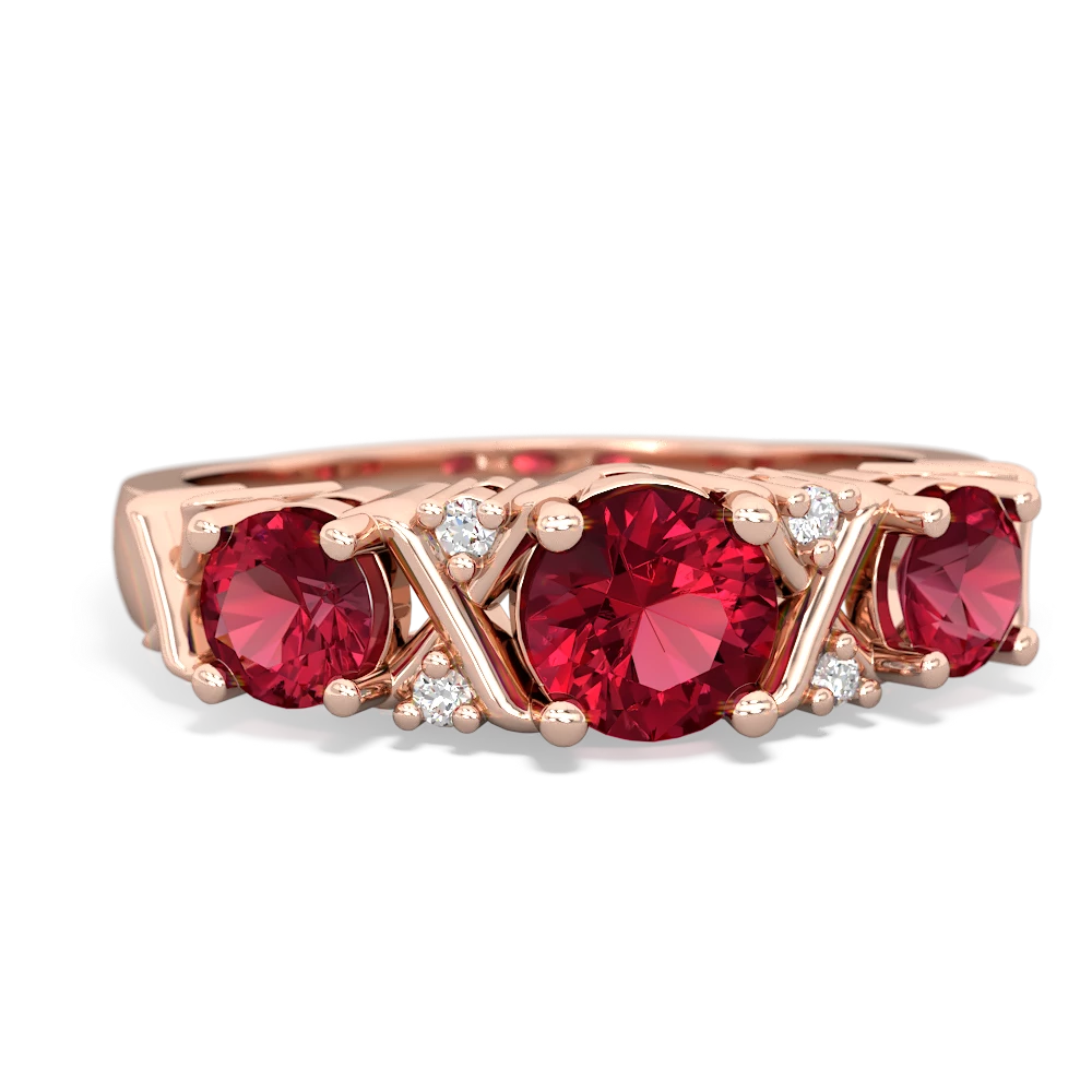 Lab Ruby Hugs And Kisses 14K Rose Gold ring R5016