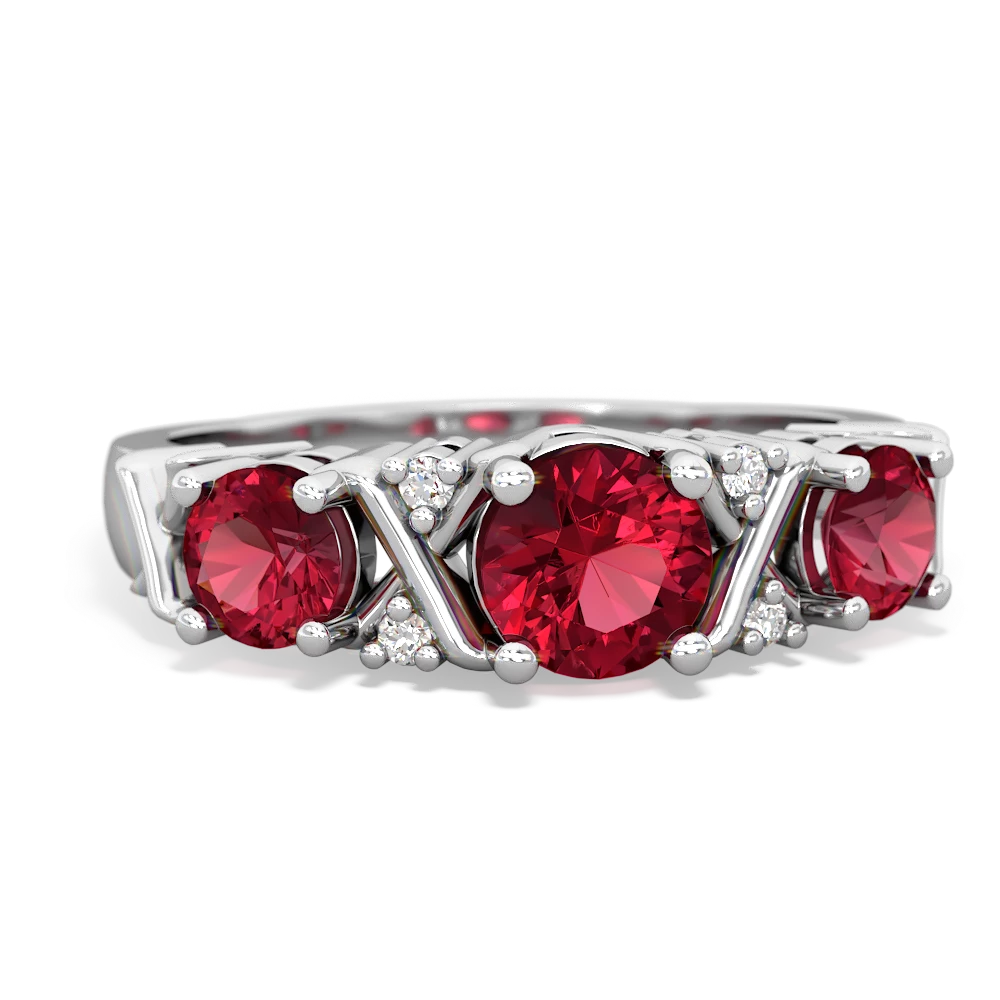 Garnet Hugs And Kisses 14K White Gold ring R5016