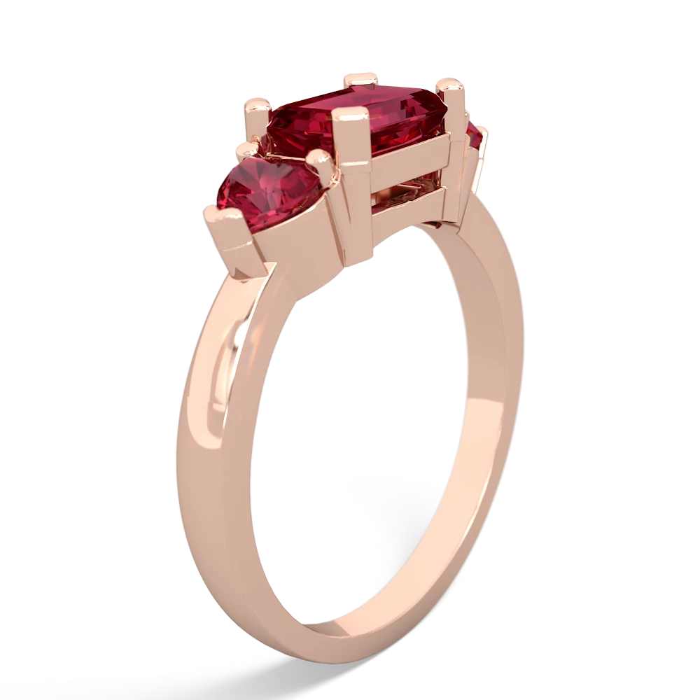 Pink Tourmaline Three Stone 14K Rose Gold ring R5235