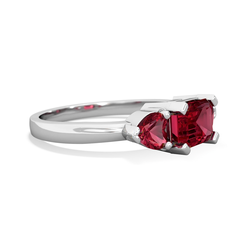 Lab Pink Sapphire Three Stone 14K White Gold ring R5235