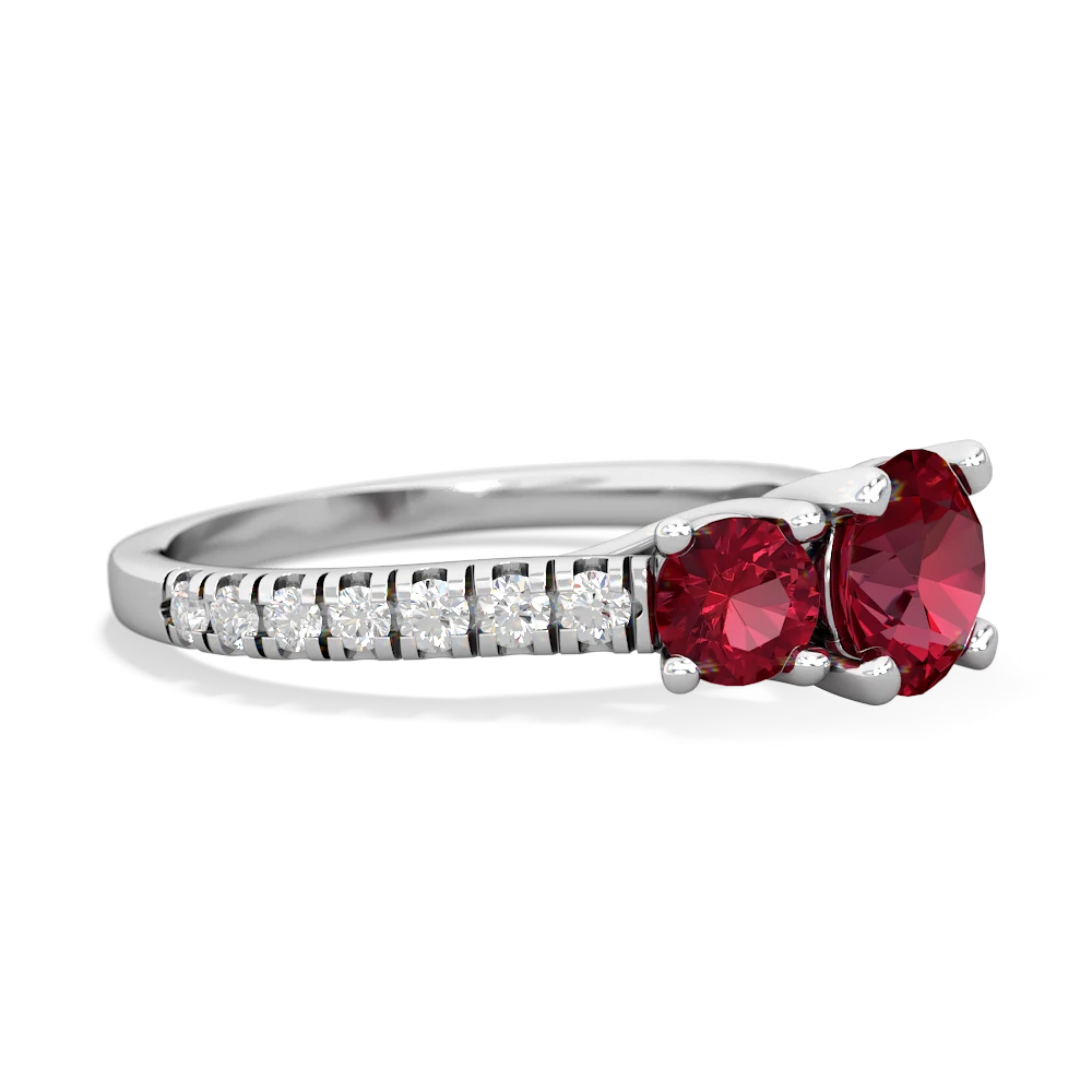 Lab Pink Sapphire Pave Trellis 14K White Gold ring R5500