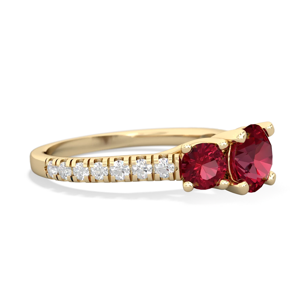 Pink Tourmaline Pave Trellis 14K Yellow Gold ring R5500