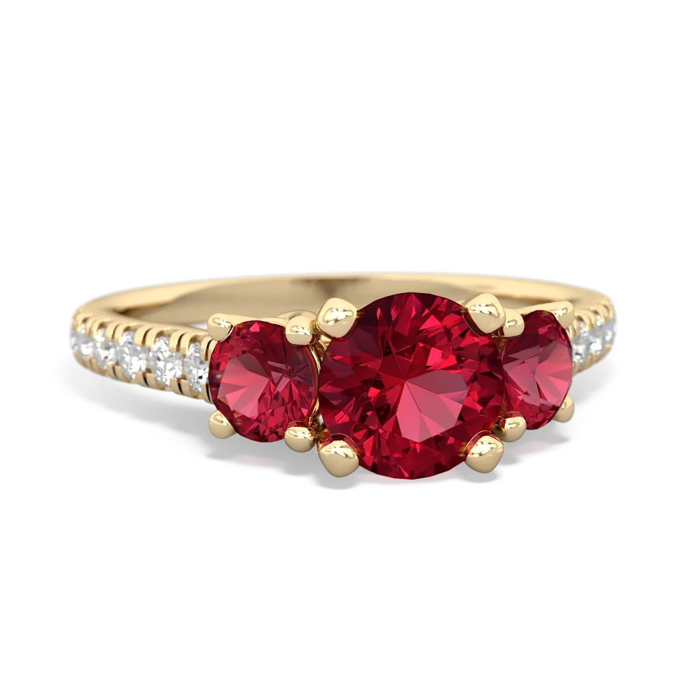 Pink Tourmaline Pave Trellis 14K Yellow Gold ring R5500