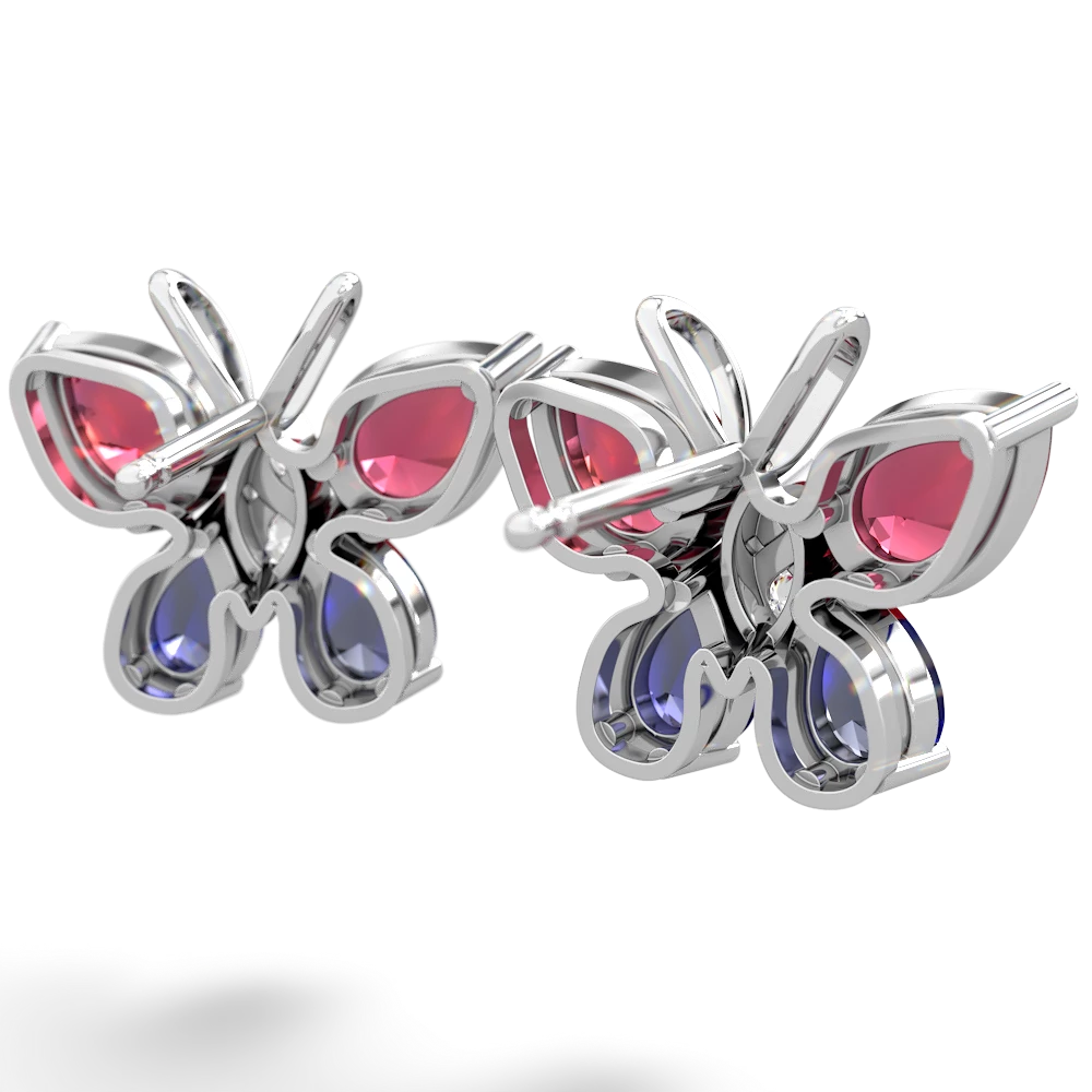 Lab Ruby Butterfly 14K White Gold earrings E2215