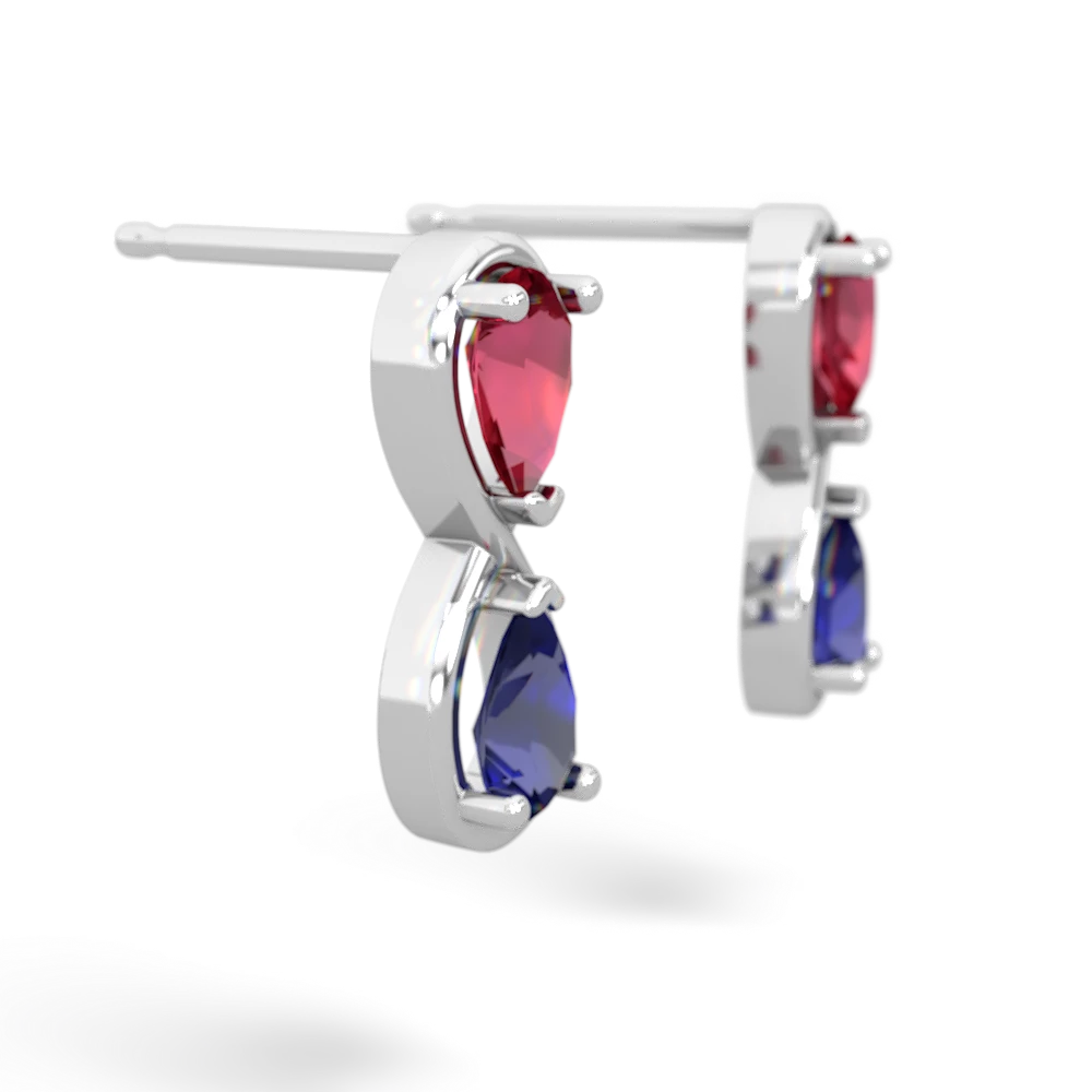 Lab Ruby Infinity 14K White Gold earrings E5050