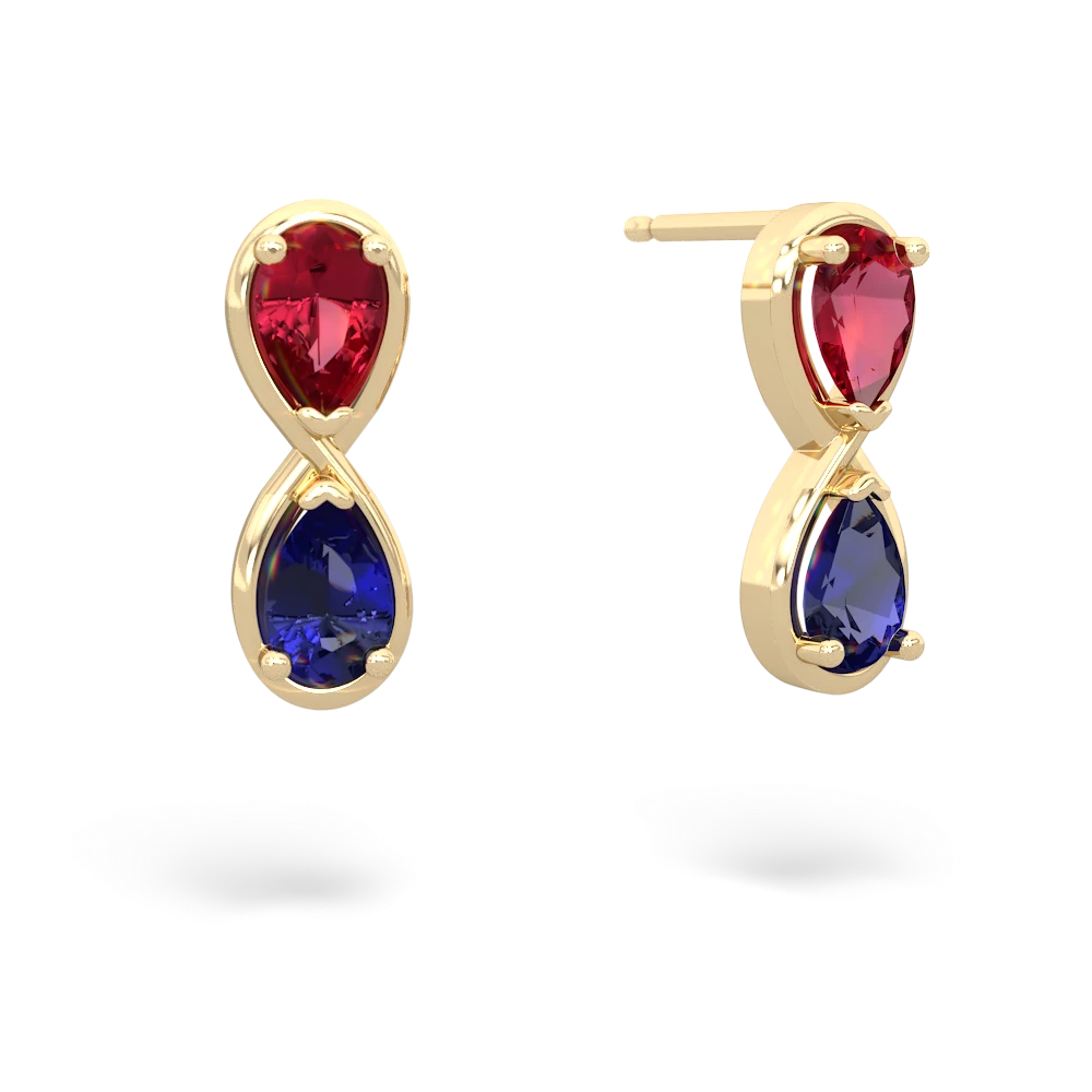 Lab Ruby Infinity 14K Yellow Gold earrings E5050