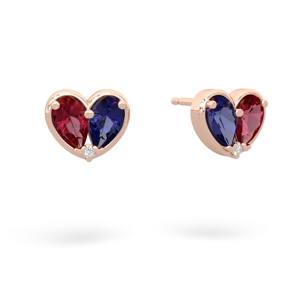 Lab Ruby 'Our Heart' 14K Rose Gold earrings E5072