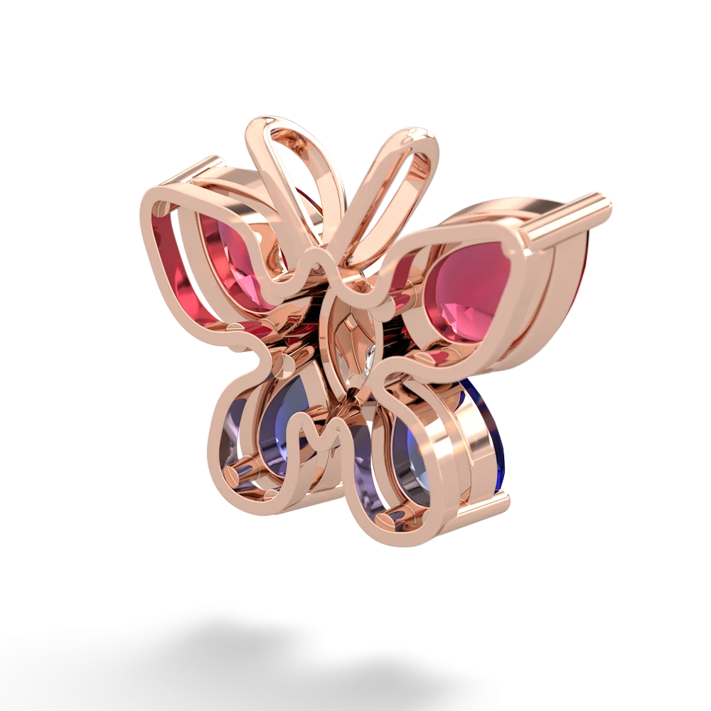 Lab Ruby Butterfly 14K Rose Gold pendant P2215