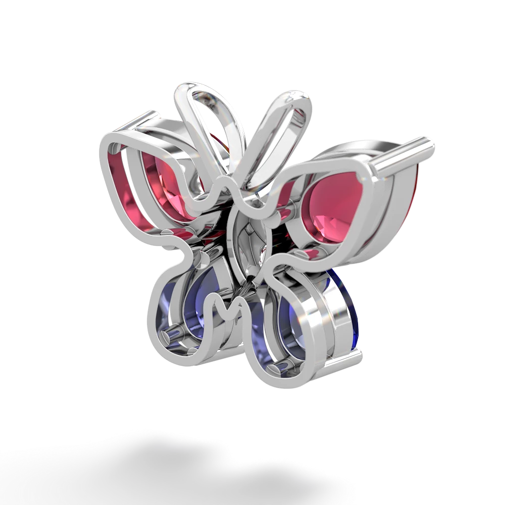 Lab Ruby Butterfly 14K White Gold pendant P2215