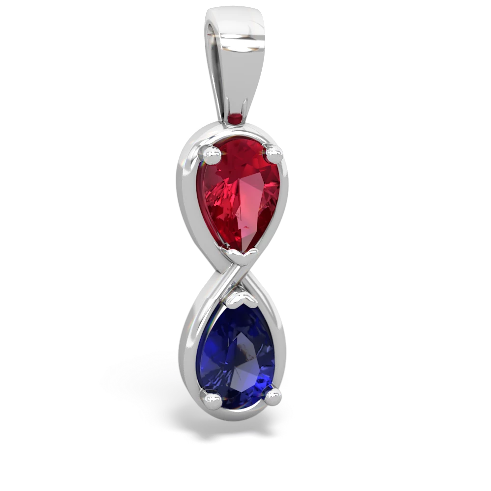 Lab Ruby Infinity 14K White Gold pendant P5050