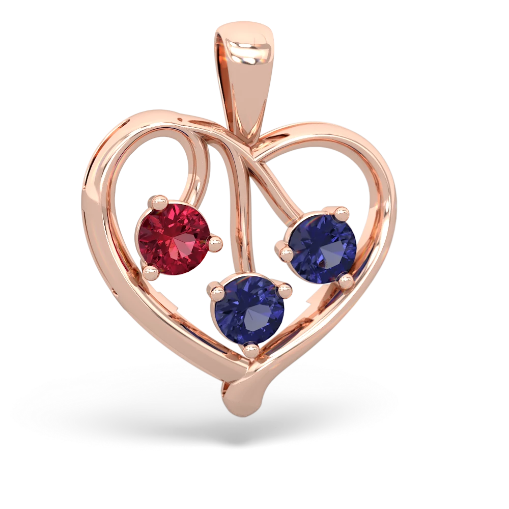 Lab Ruby Glowing Heart 14K Rose Gold pendant P2233