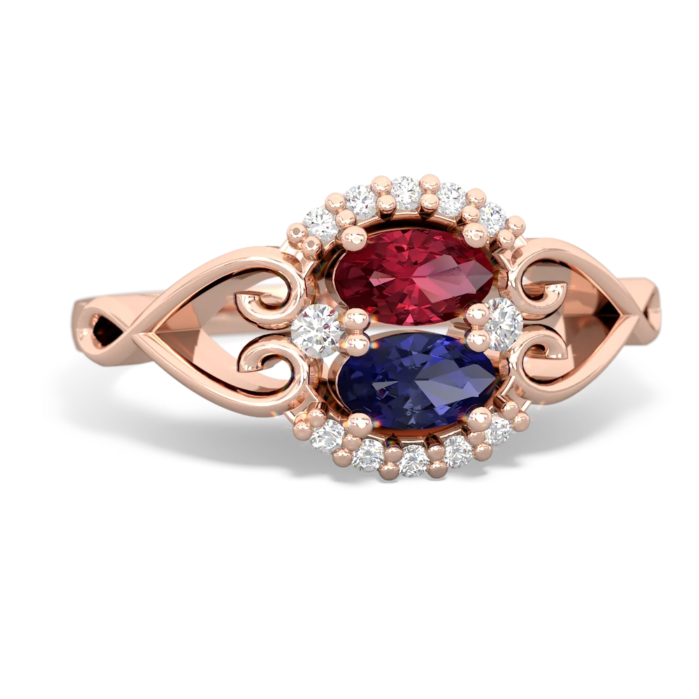 Lab Ruby Love Nest 14K Rose Gold ring R5860