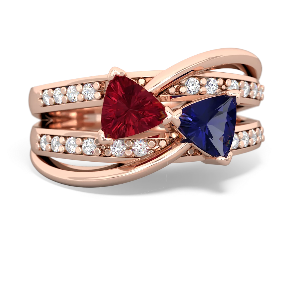 Lab Ruby Bowtie 14K Rose Gold ring R2360