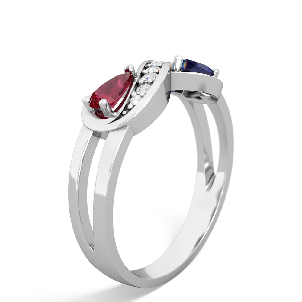 Lab Ruby Diamond Infinity 14K White Gold ring R5390