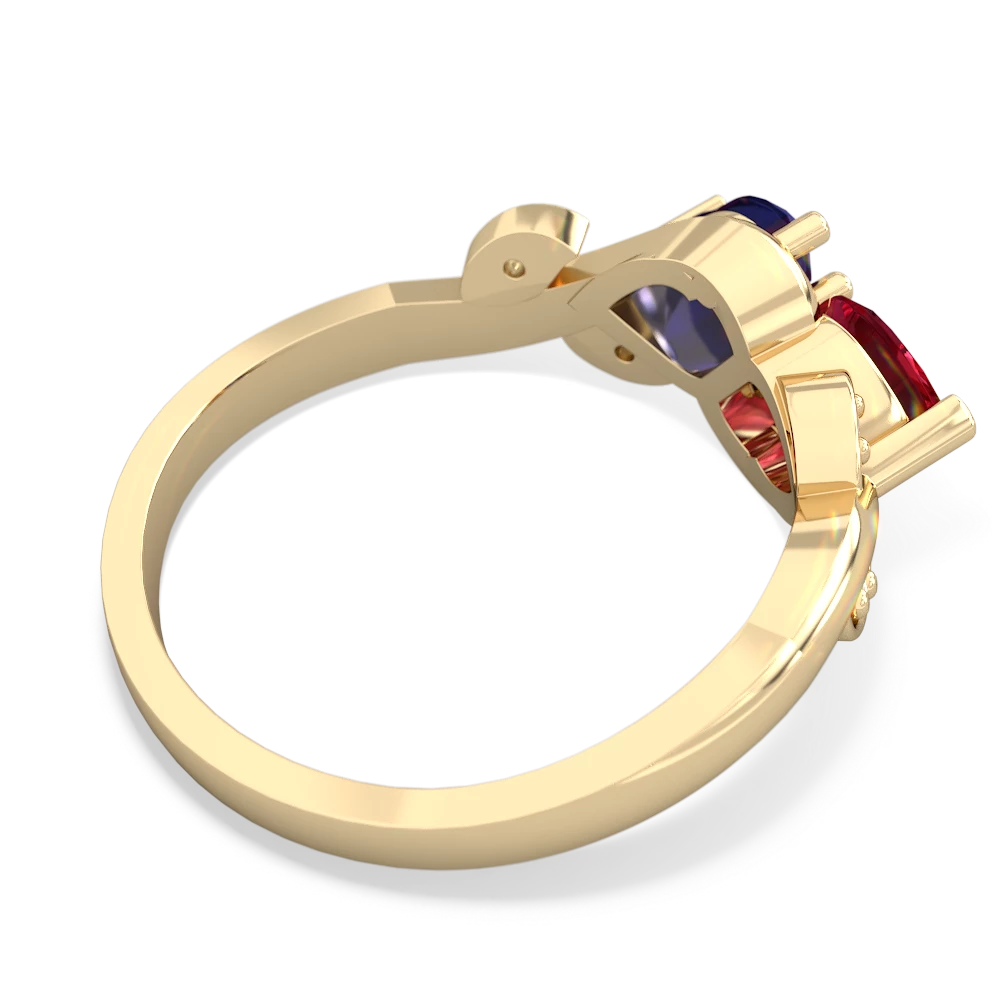 Lab Ruby Floral Elegance 14K Yellow Gold ring R5790