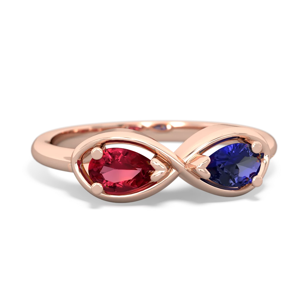 Lab Ruby Infinity 14K Rose Gold ring R5050