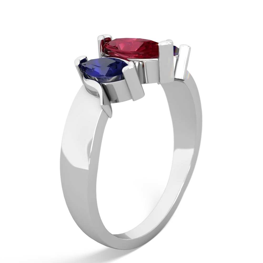 Lab Ruby Three Peeks 14K White Gold ring R2433