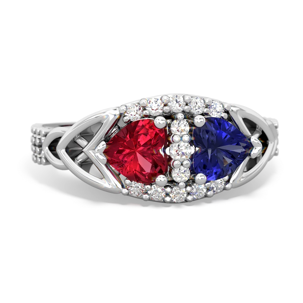 Lab Ruby Sparkling Celtic Knot 14K White Gold ring R2645