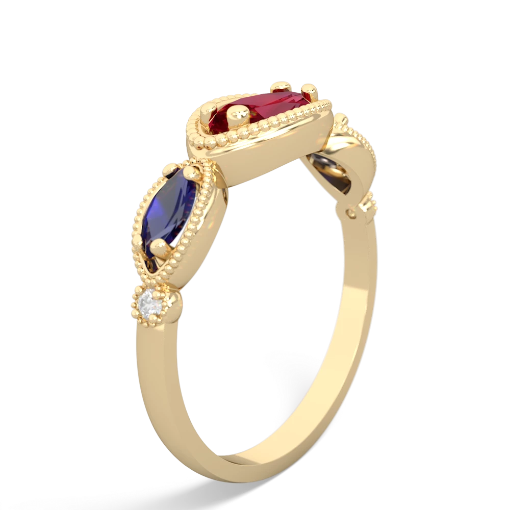 Lab Ruby Milgrain Marquise 14K Yellow Gold ring R5700