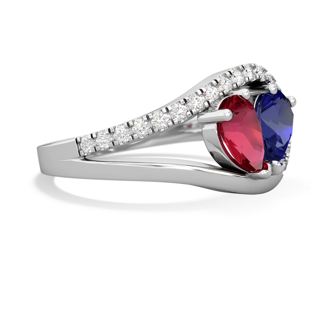 Lab Ruby Nestled Heart Keepsake 14K White Gold ring R5650