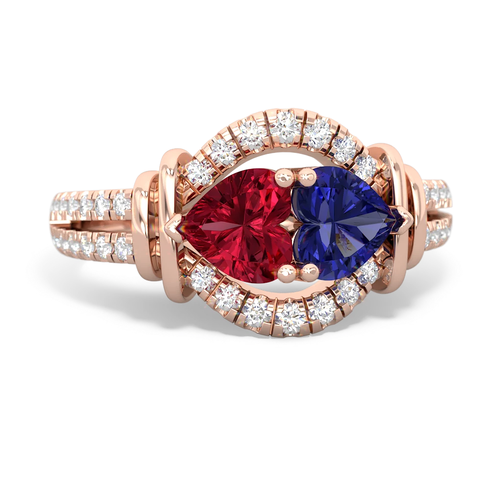 Lab Ruby Art-Deco Keepsake 14K Rose Gold ring R5630