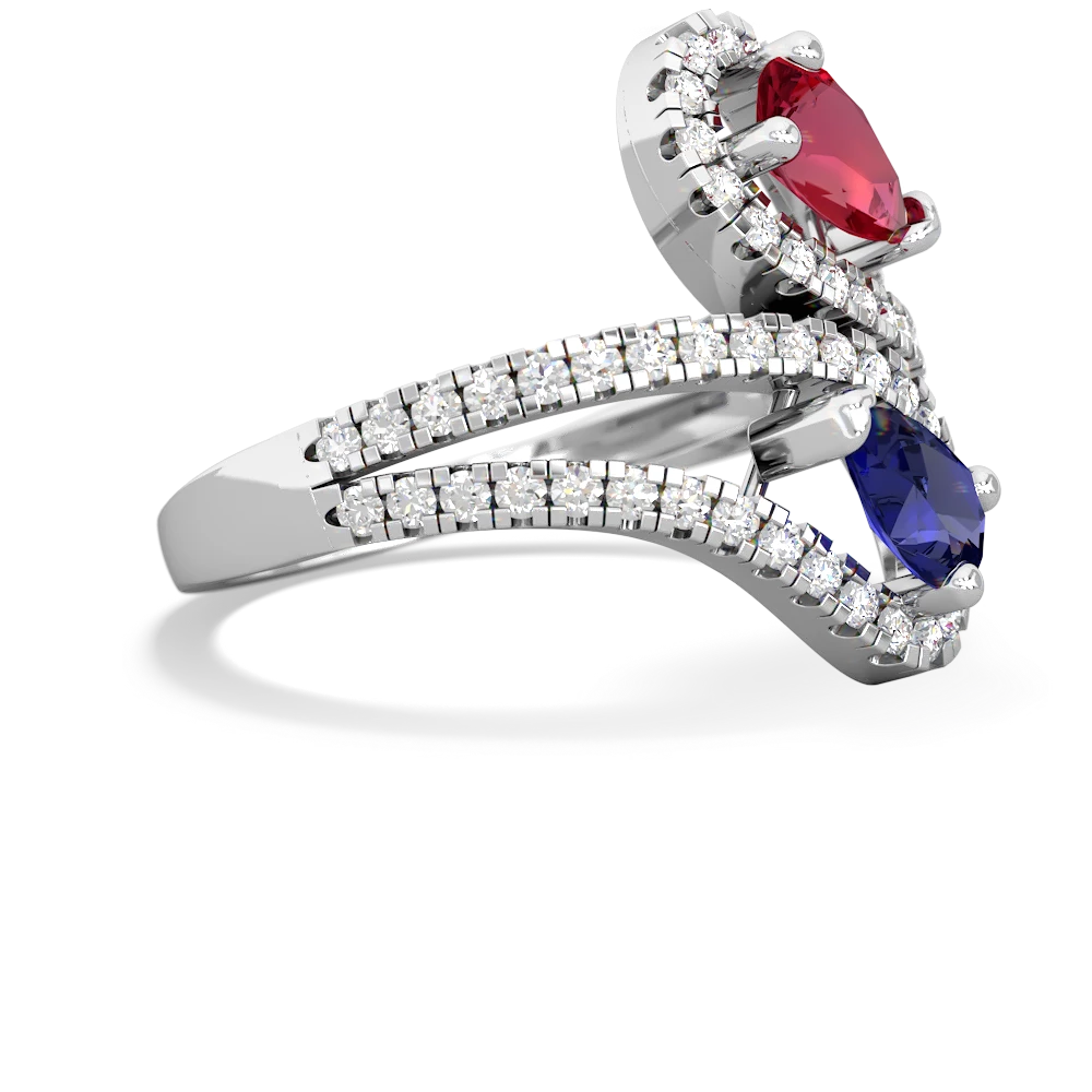 Lab Ruby Diamond Dazzler 14K White Gold ring R3000