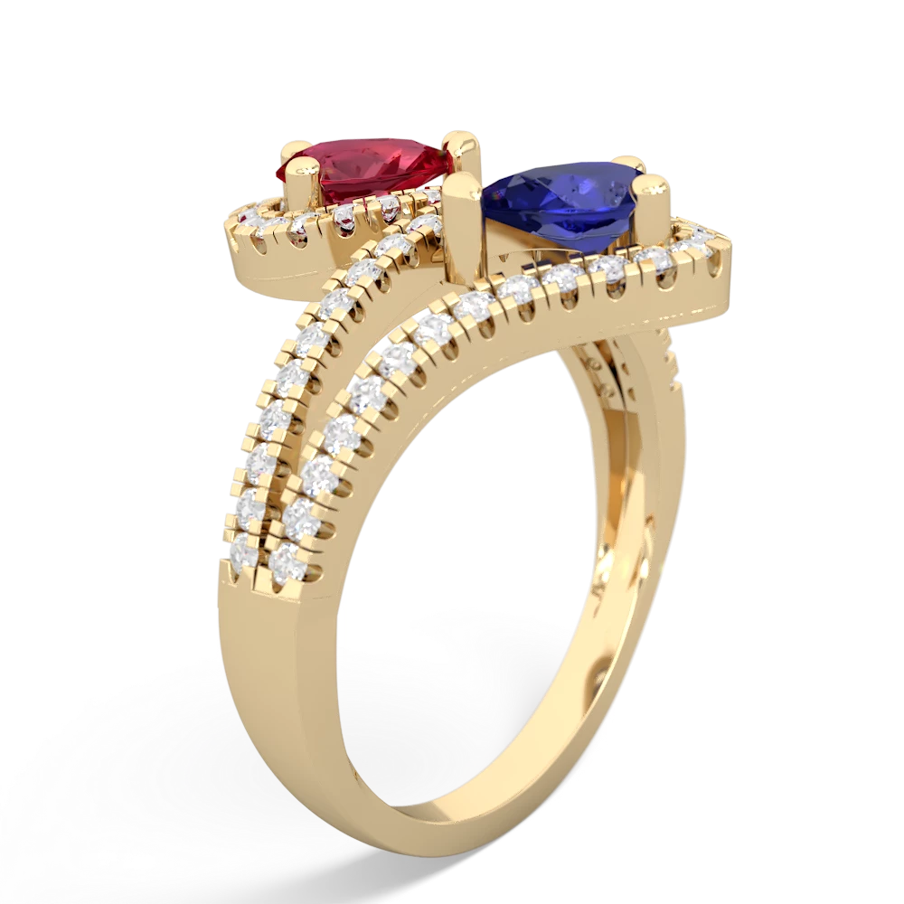 Lab Ruby Diamond Dazzler 14K Yellow Gold ring R3000