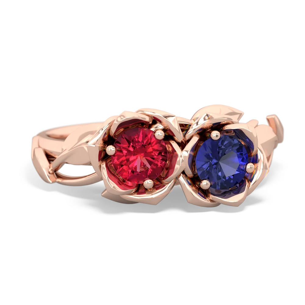 Lab Ruby Rose Garden 14K Rose Gold ring R5510