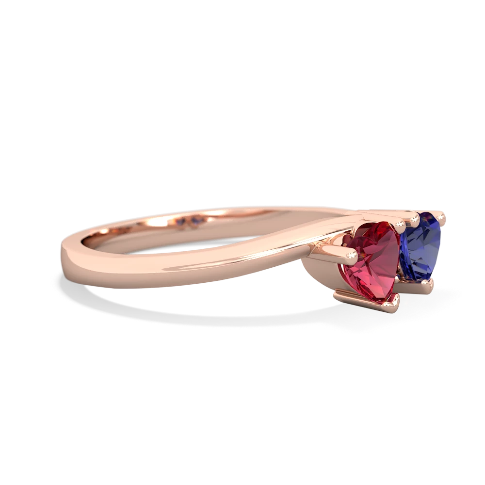 Lab Ruby Sweethearts 14K Rose Gold ring R5260