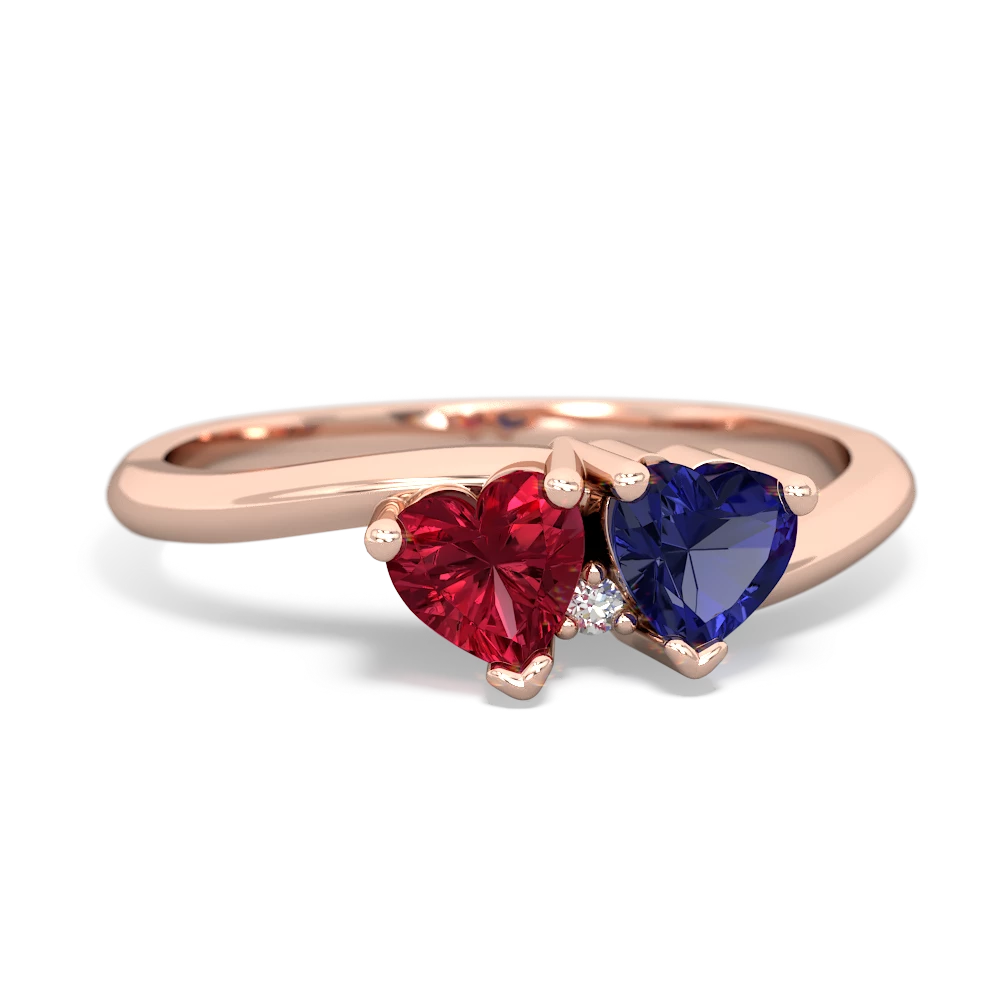 Lab Ruby Sweethearts 14K Rose Gold ring R5260