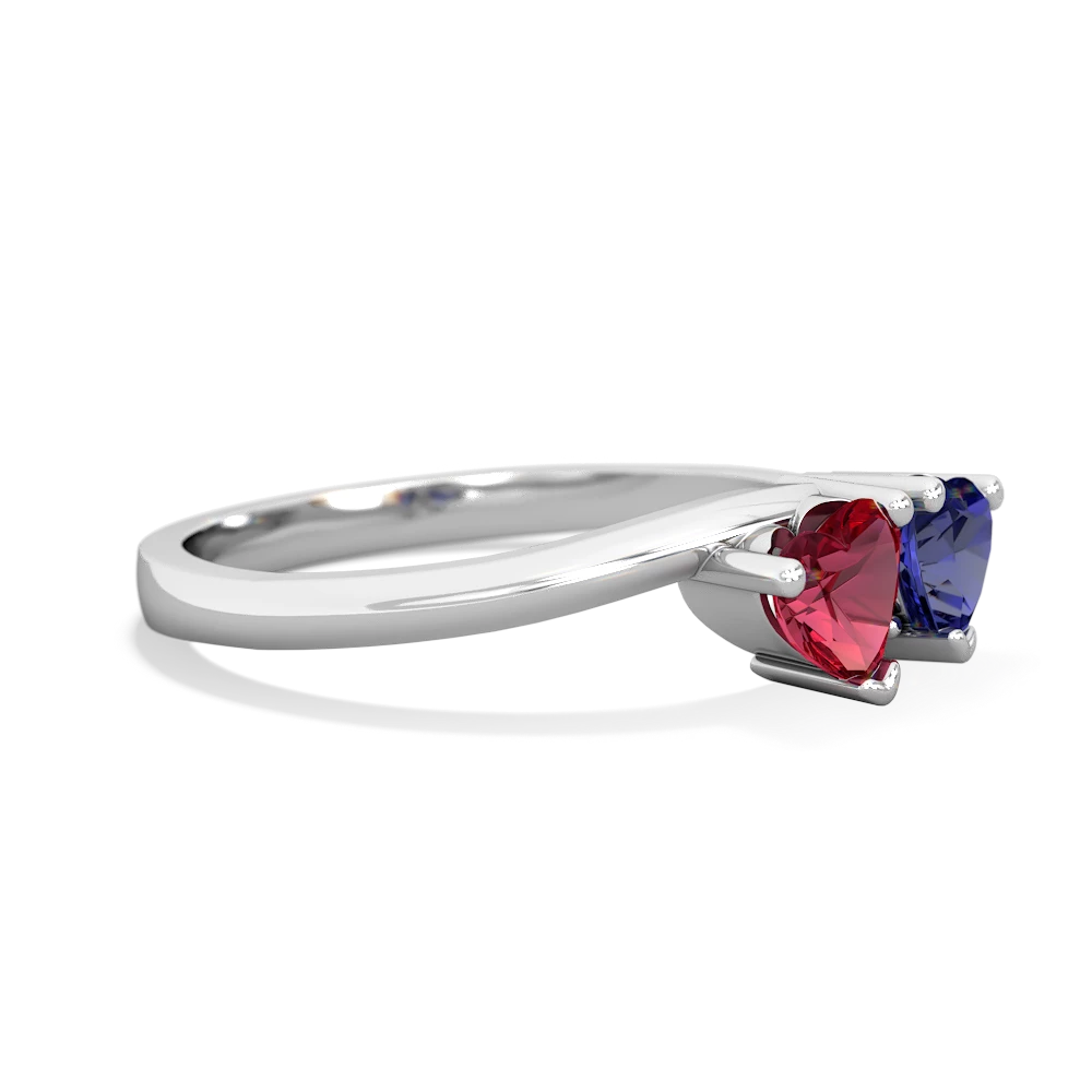 Lab Ruby Sweethearts 14K White Gold ring R5260