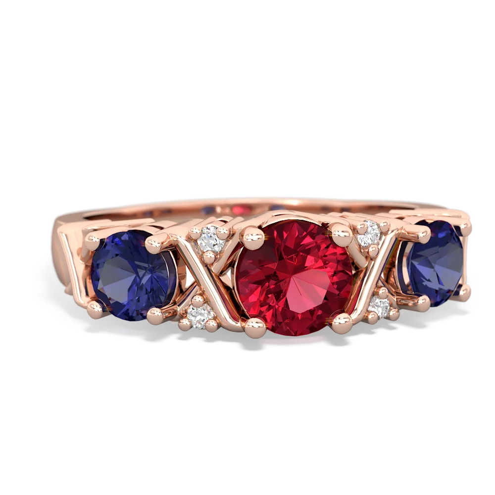 Lab Ruby Hugs And Kisses 14K Rose Gold ring R5016