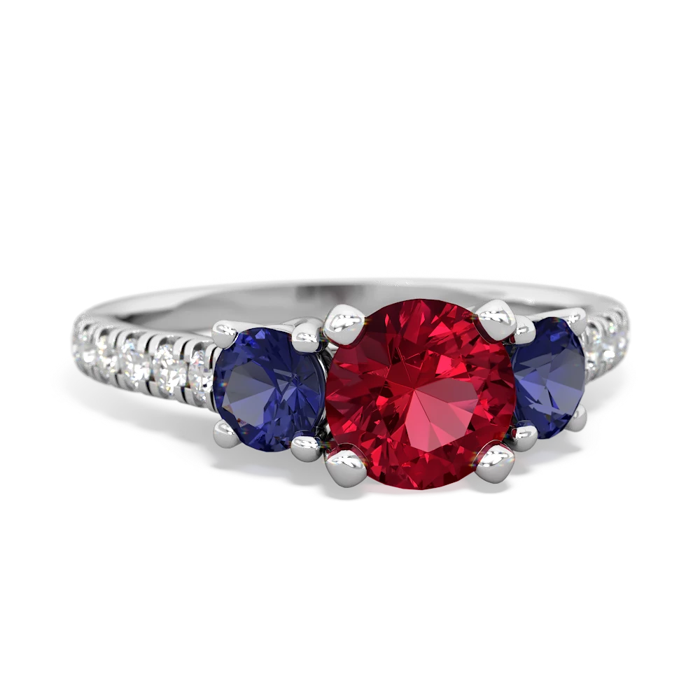 Lab Ruby Pave Trellis 14K White Gold ring R5500