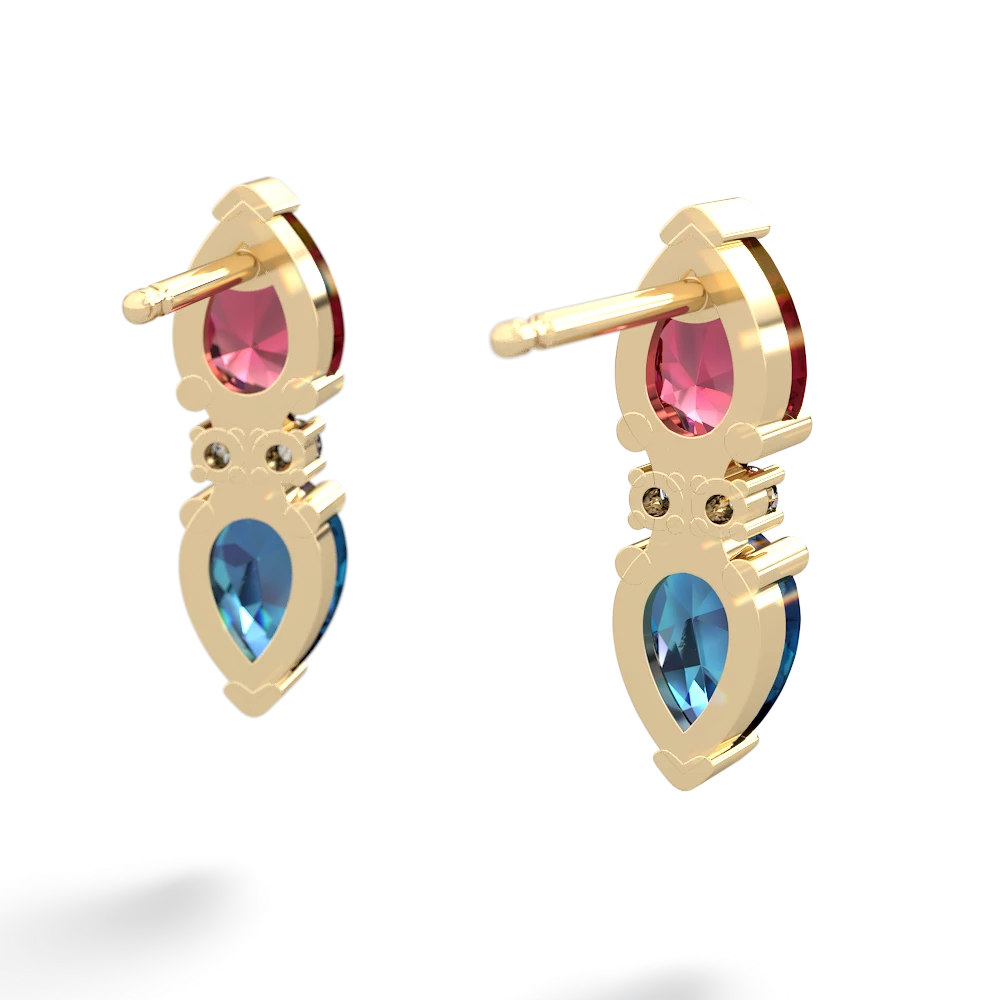 Lab Ruby Bowtie Drop 14K Yellow Gold earrings E0865