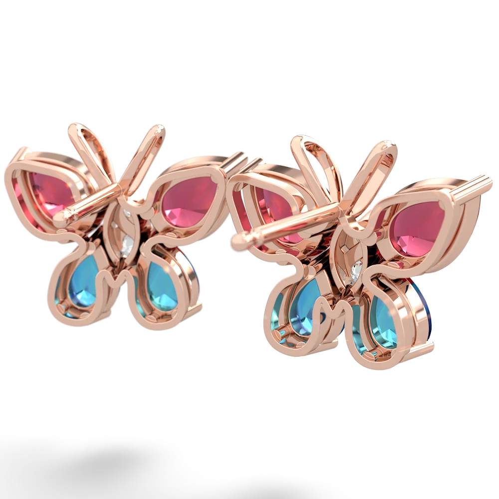 Lab Ruby Butterfly 14K Rose Gold earrings E2215