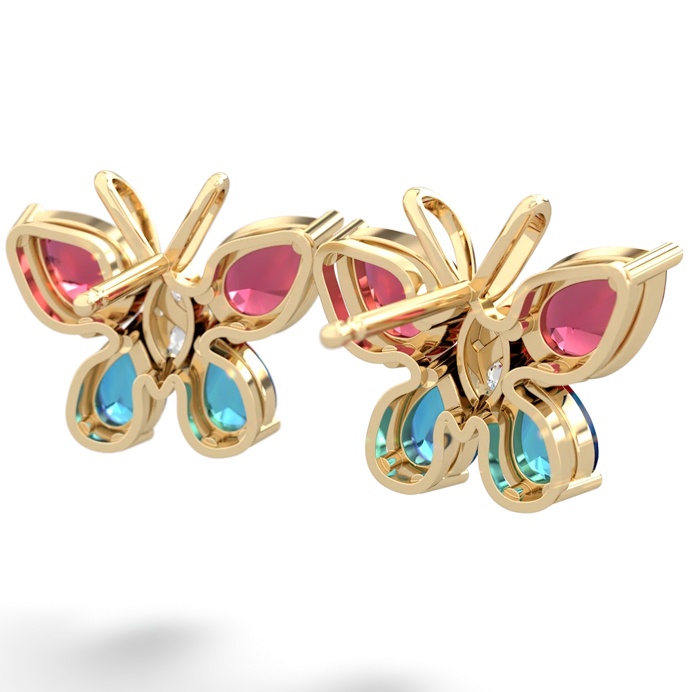 Lab Ruby Butterfly 14K Yellow Gold earrings E2215