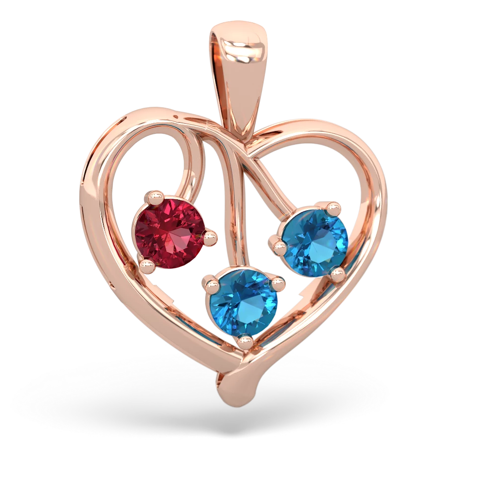 Lab Ruby Glowing Heart 14K Rose Gold pendant P2233