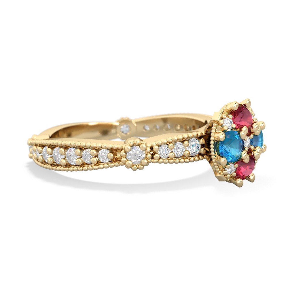 Lab Ruby Sparkling Tiara Cluster 14K Yellow Gold ring R26293RD