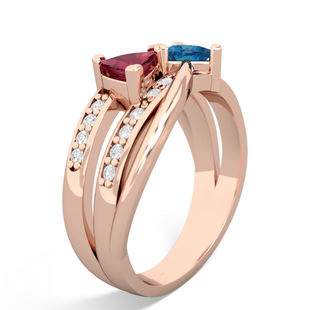 Lab Ruby Bowtie 14K Rose Gold ring R2360