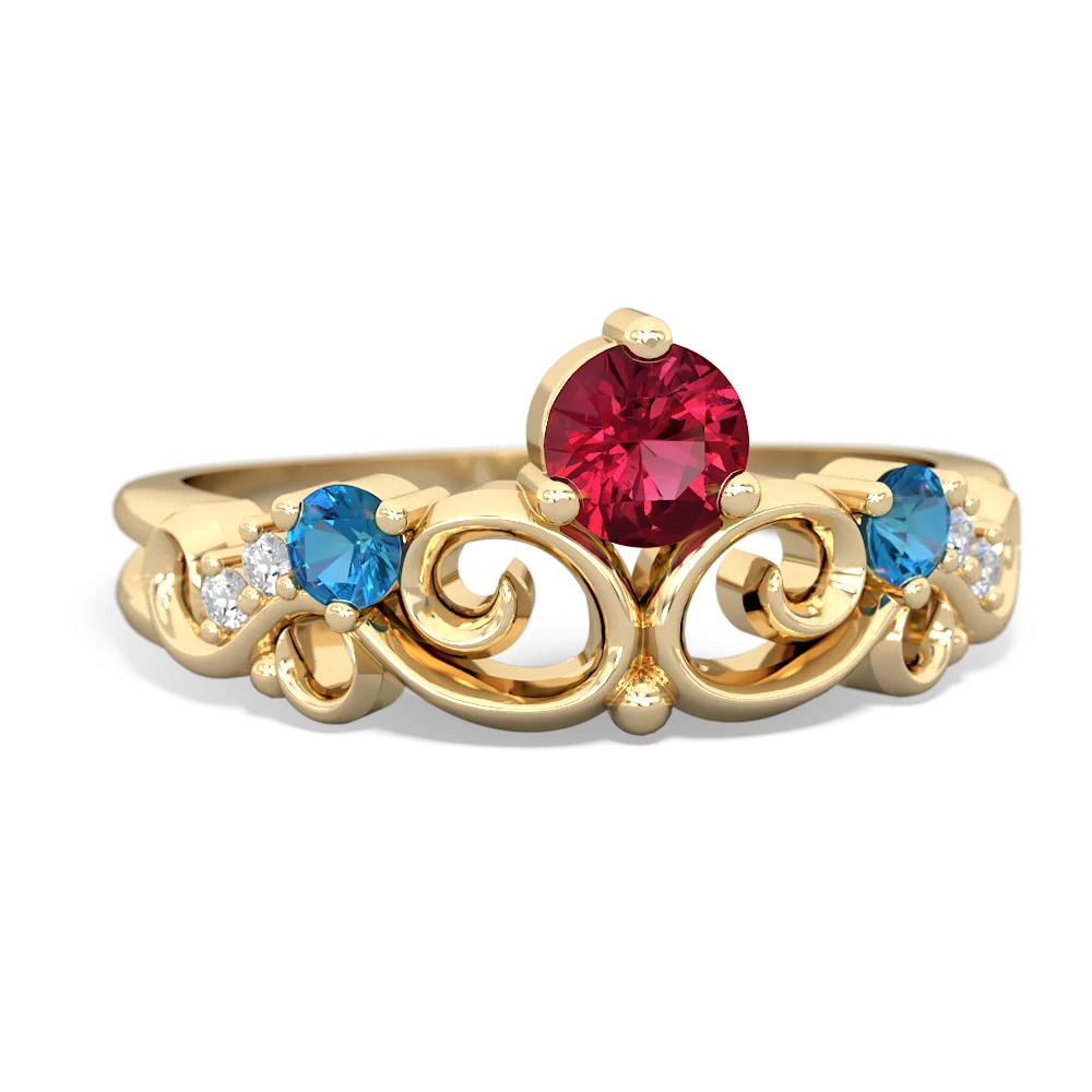 Lab Ruby Crown Keepsake 14K Yellow Gold ring R5740